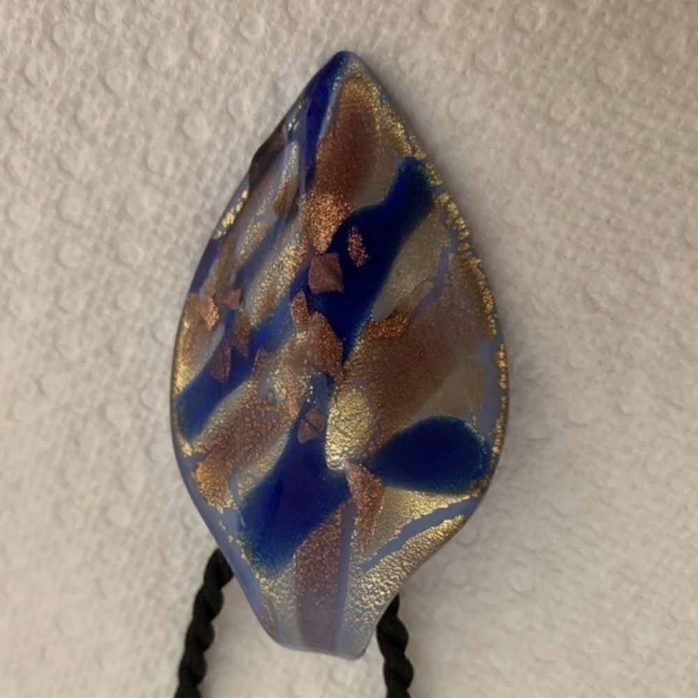 Murano Glass Italian Blue Real Gold Infused Lrg Pendant - Picture 9 of 9